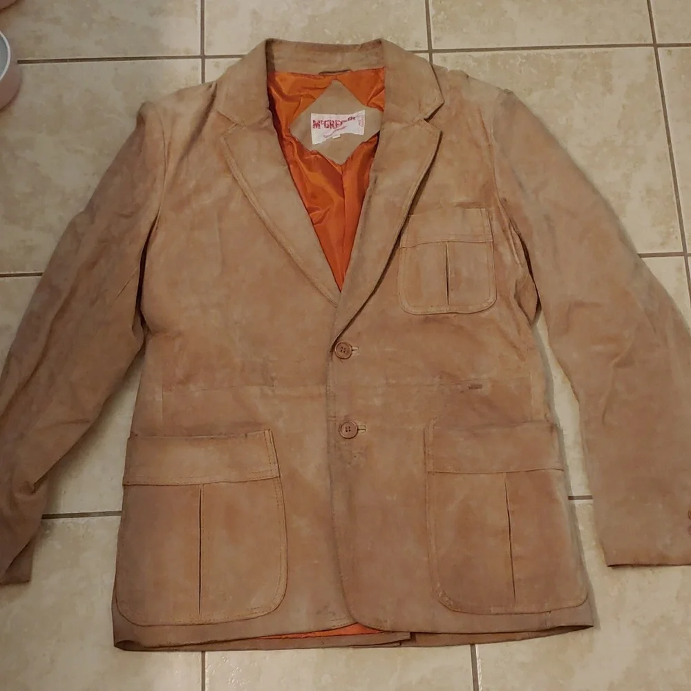 VTG McGregor Blazer Tan Suede Leather Coat Men's Size 42